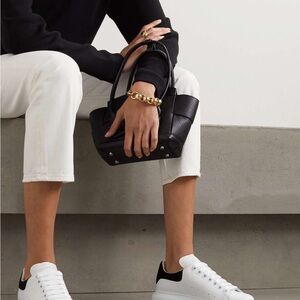 MCQUEEN
Suede-trimmed leather exaggerated-sole sneakers